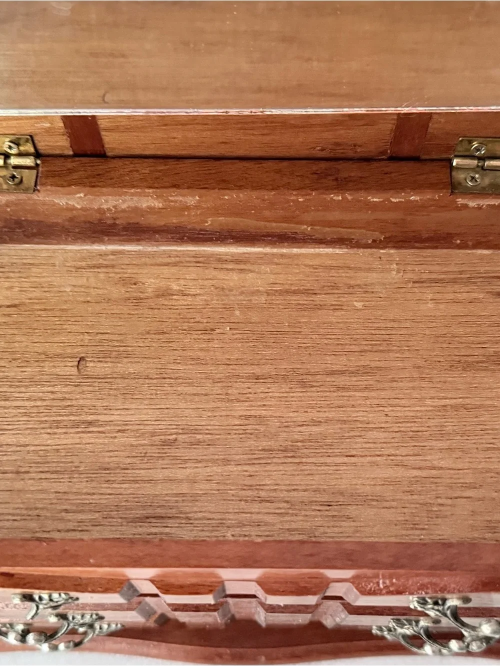 Wooden Jewelry Box with Brass Accents - Brown